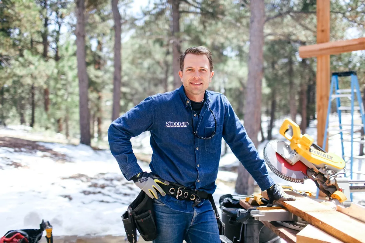 Collin Stoddard at the mitre saw